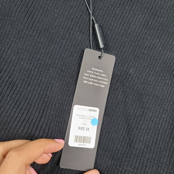 Fashion nova She's ready to go midi sweater black dress Size 3X party bodycon - Picture 11 of 16